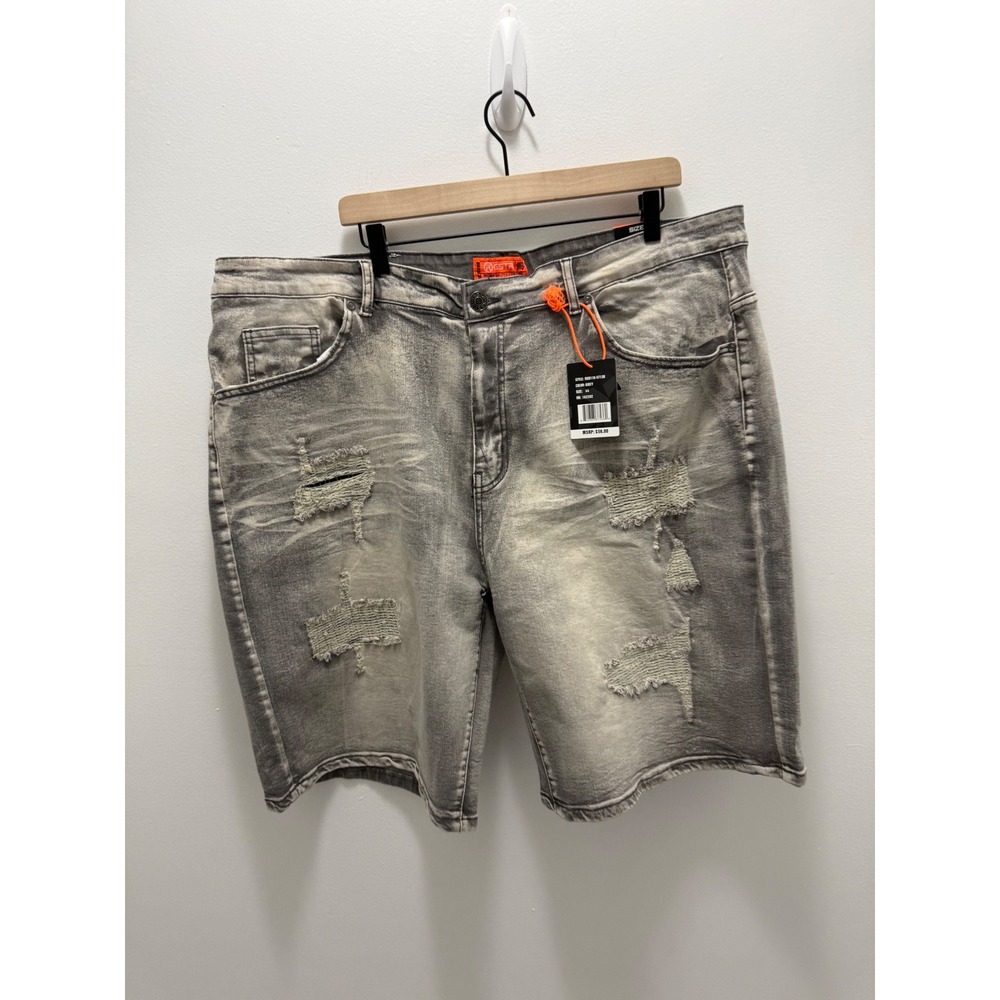 GSTR Mens Relaxed Fit Distressed Denim Shorts Grey Size 44 NWT